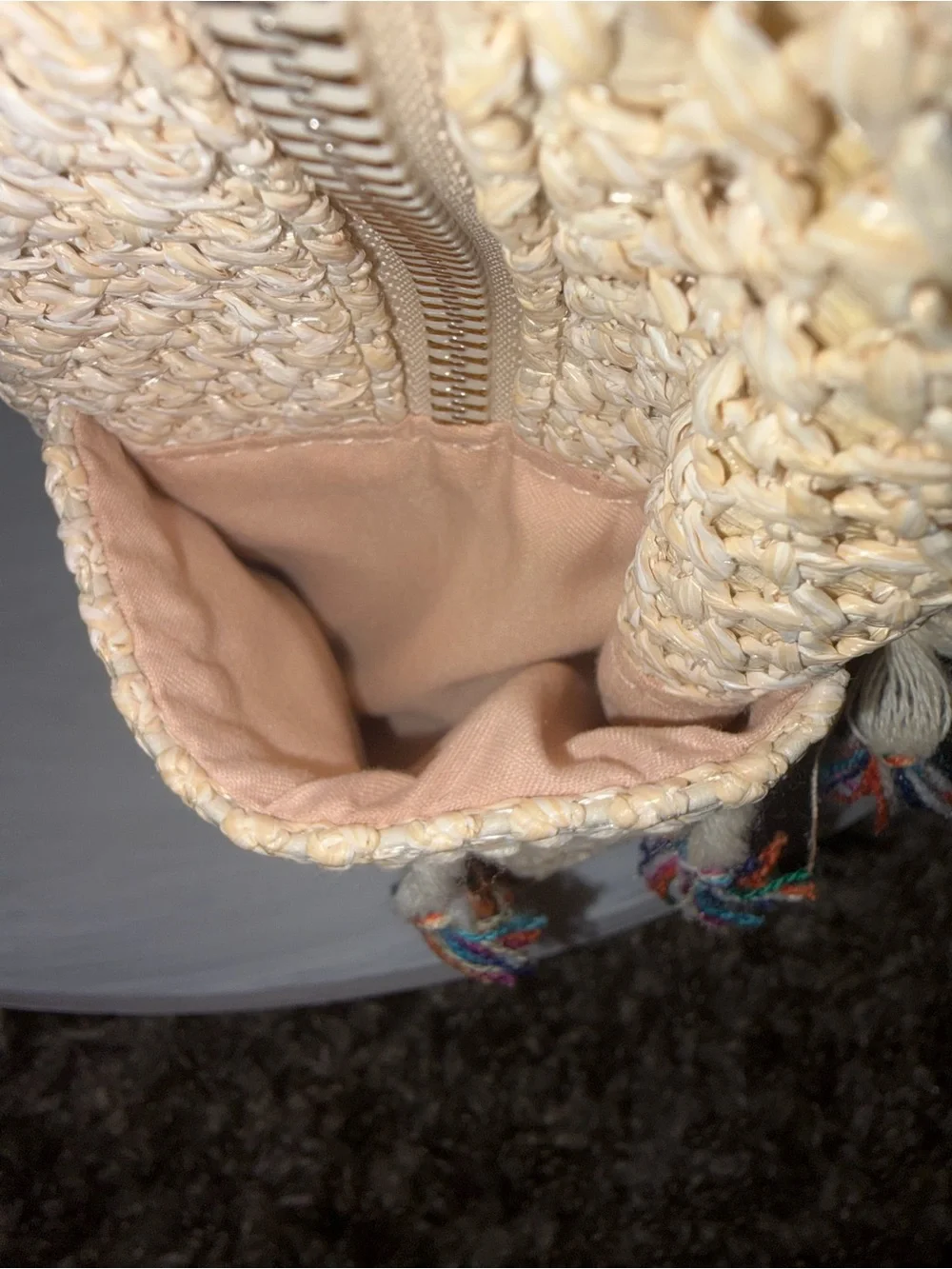 Cream Woven Tassel Accent Backpack - Women